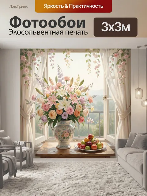 Фотообои Цветы у открытого окна