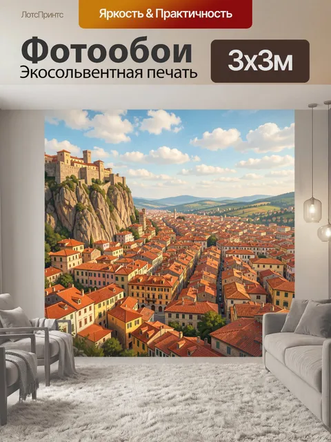 Фотообои Средневековый город у скалы