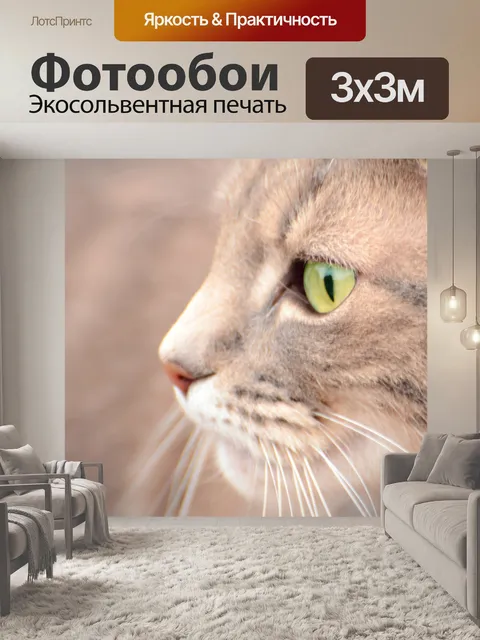 Фотообои кошка с зелеными глазами 3
