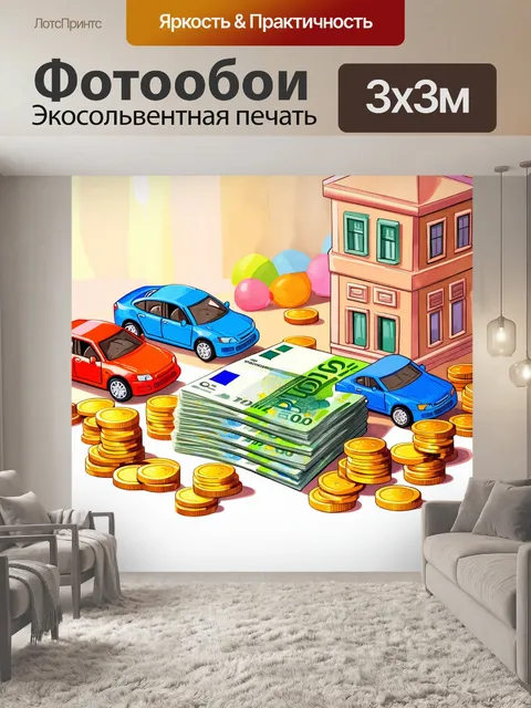 Фотообои стек евро-купюр и монет