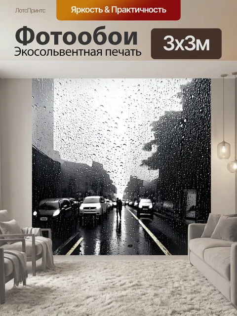 Фотообои дождь в черно-белом стиле