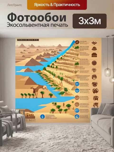 Фотообои египет в стиле инфографический рисунок