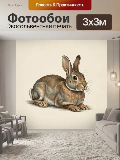 Фотообои Заяц в реалистичной иллюстрации