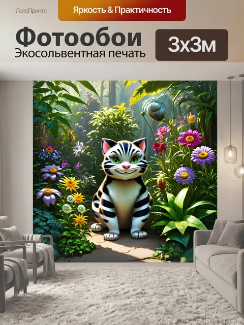 Фотообои секретный сад, полный необычных цветов и растений, где одновременно весело и загадочно