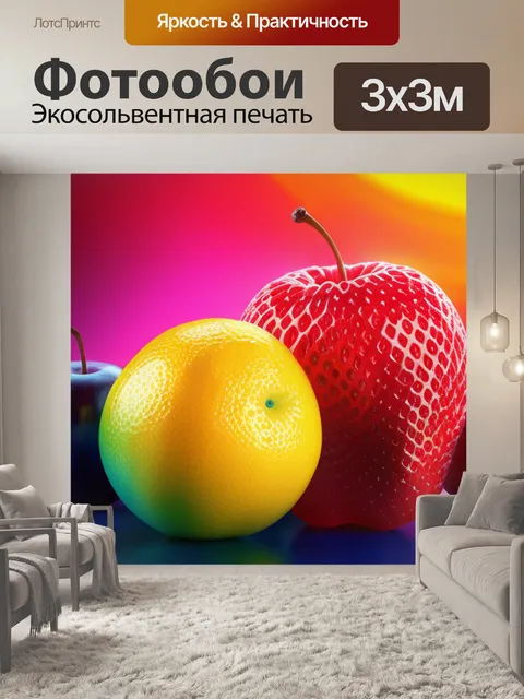 Фотообои с фруктами разноцветный