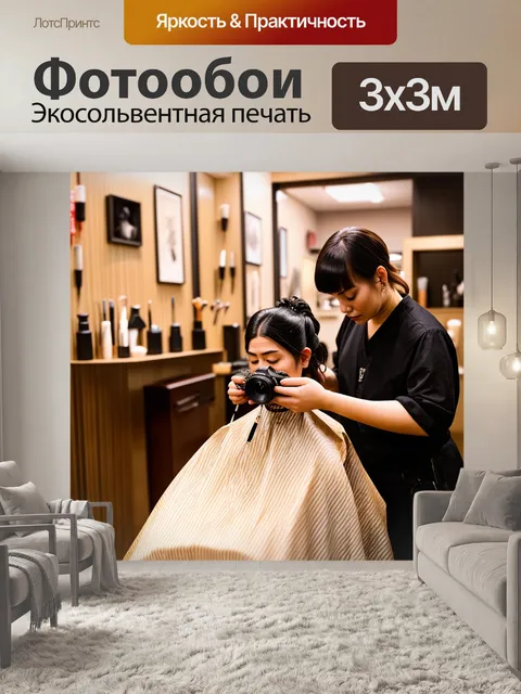 Фотообои парикмахер, работающий в традиционной японской парикмахерской