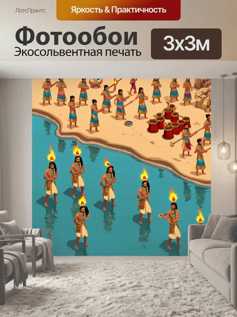 Фотообои египет в стиле изометрическая аниме