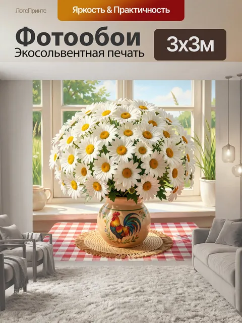 Фотообои Белые ромашки у окна