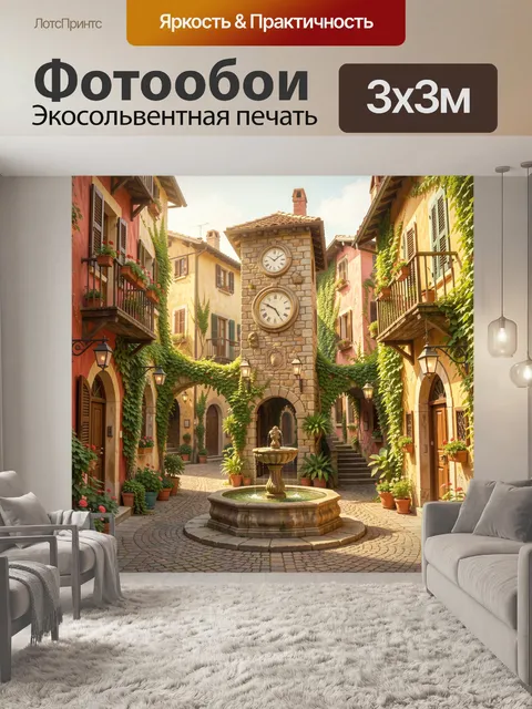 Фотообои Итальянский дворик с фонтаном