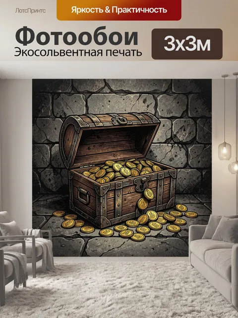 Фотообои Сундук с золотыми монетами
