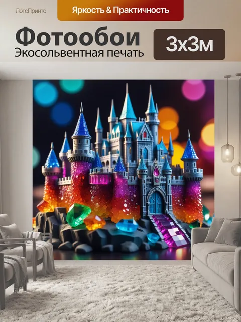 Фотообои замок с цветной стразами, принцесса создает украшение