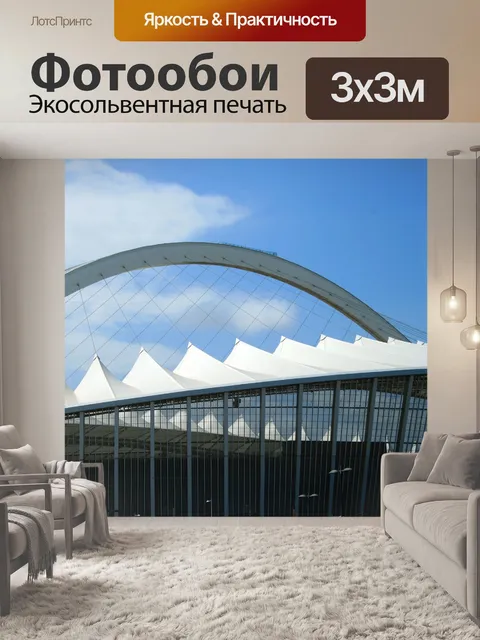 Фотообои спортивный стадион с белой аркой