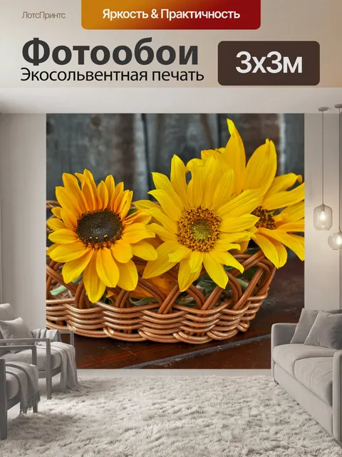 Фотообои Корзины с цветами подсолнечника