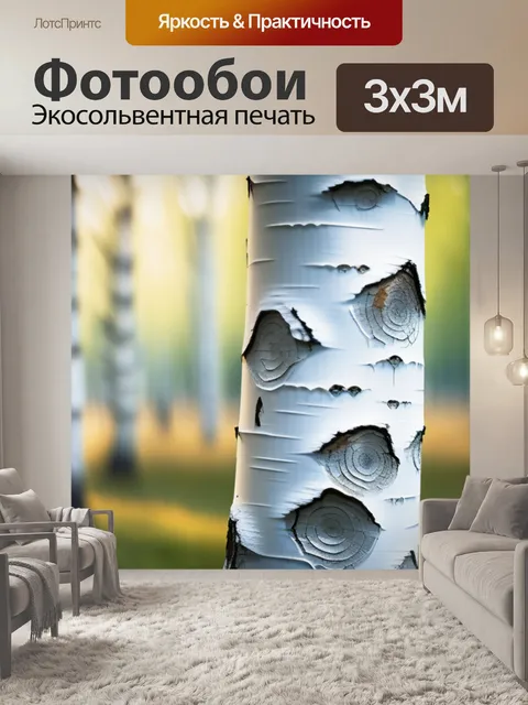 Фотообои фото пейзаж с березой максимал