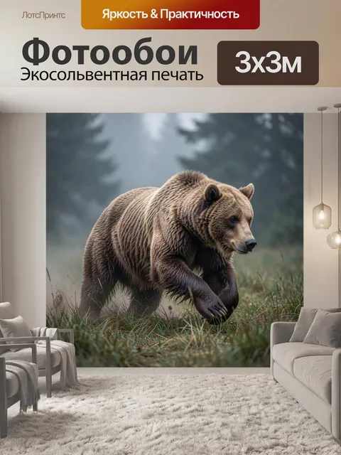 Фотообои Бурый медведь в лесу
