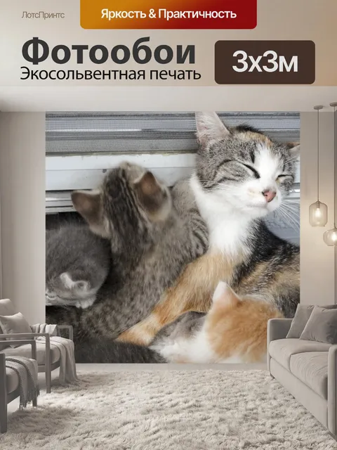 Фотообои Кот с котятами