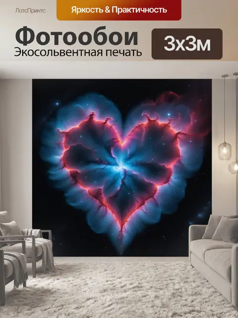 Фотообои сияющая туманность в форме сердца
