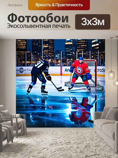Фотообои хоккейный матч на льду в центре торонто в зимнюю ночь