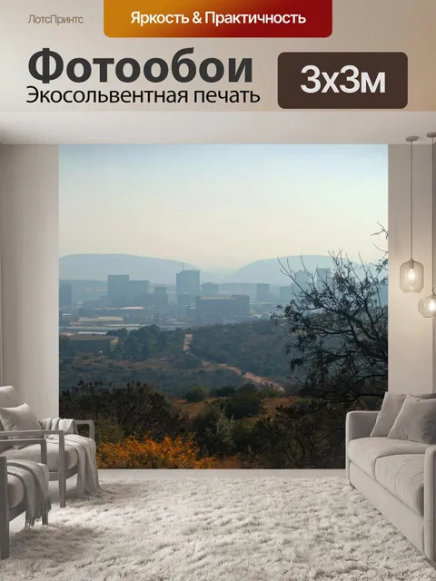 Фотообои вид на смог покрыл городскую местность