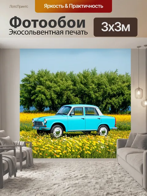 Фотообои газ 24 среди диких цветков, на фоне волги в летний день