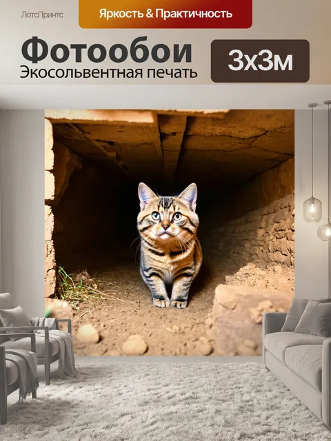 Фотообои коты, исследующие подземные лабиринты
