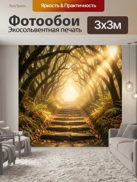 Фотообои Лесная тропа в солнечном свете