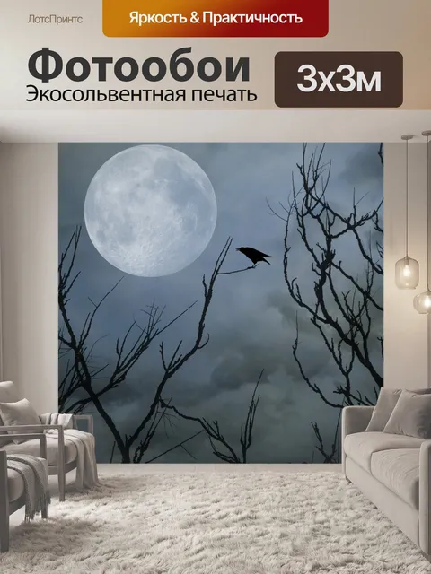 Фотообои Ворон и полнолуние