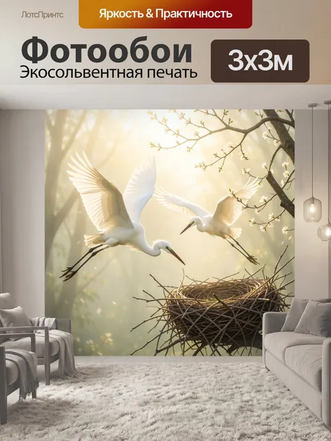 Фотообои Белые цапли у гнезда
