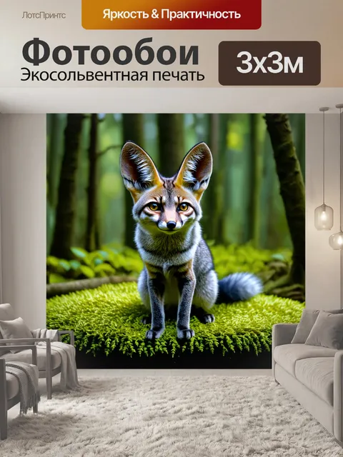 Фотообои животные в стиле тёмное фэнтези с обворожительной серой лисой