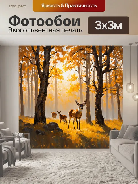 Фотообои охота: величественный лес под утренним туманом