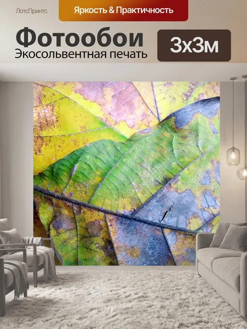 Фотообои Красочная осенняя текстура листа