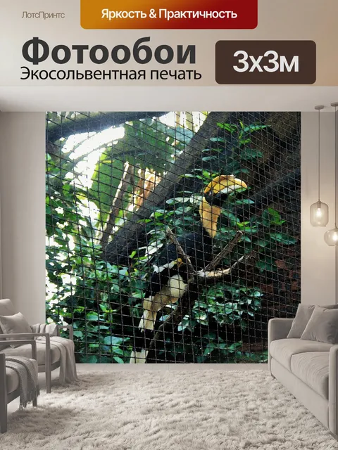 Фотообои носорог птица в клетке