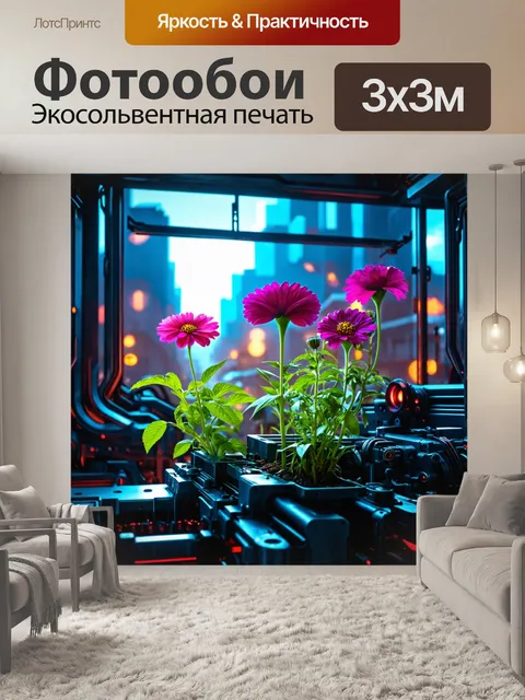 Фотообои цветы в стиле киберпанк