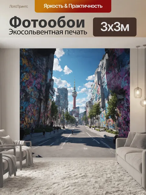 Фотообои **футуристическое граффити на фоне современного берлина, нарисованное в 3d-графике**