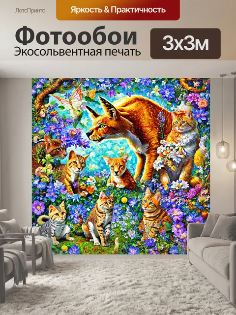Фотообои животные в стиле лоскутный коллаж