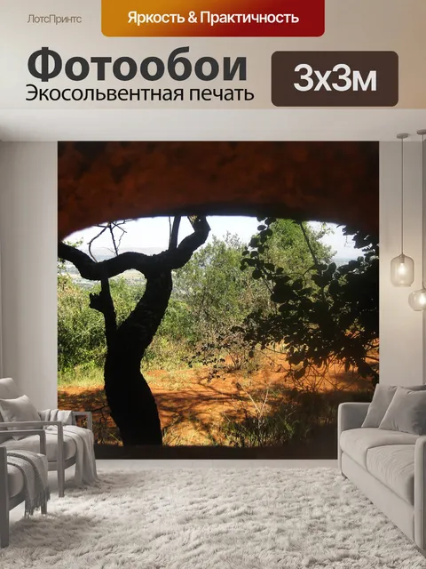 Фотообои ствол дерева и растительность видны
