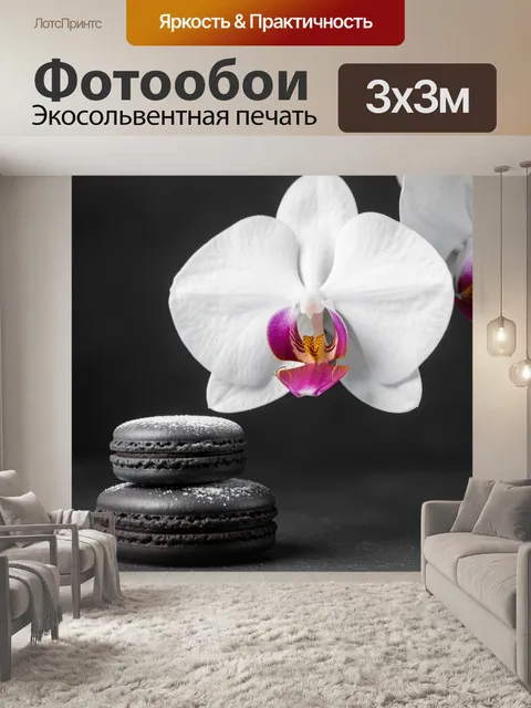 Фотообои Белая орхидея и темные макароны