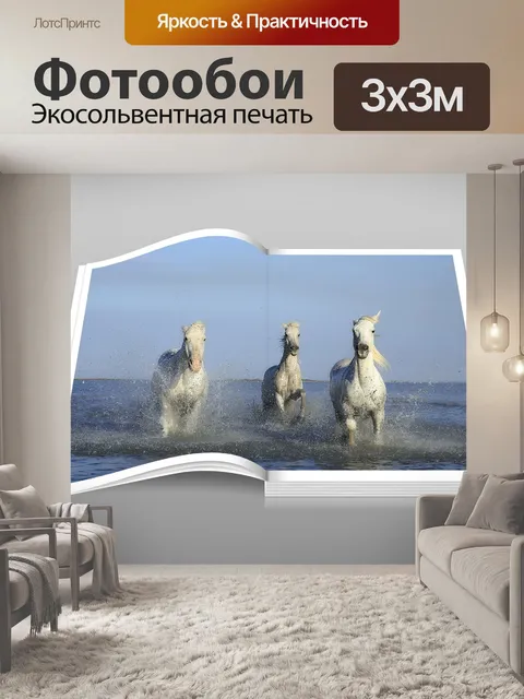 Фотообои Скачущих лошадей в воде Книги
