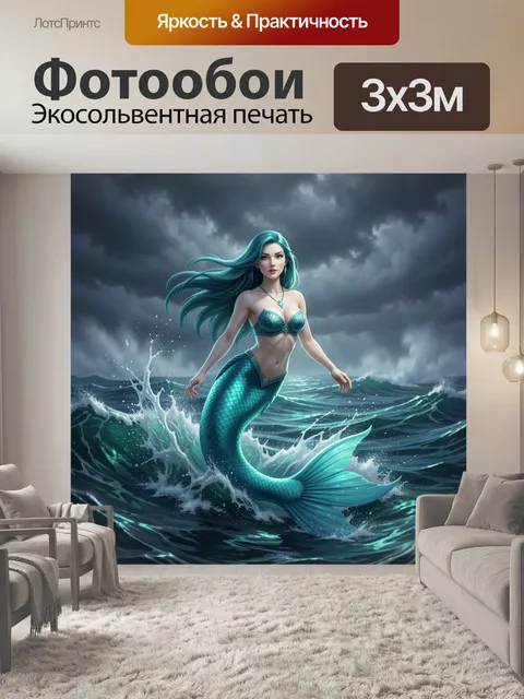Фотообои Русалка в штормовом море