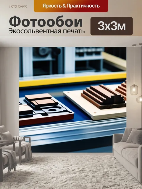 Фотообои древесные детали, готовые к сборке на производственной линии