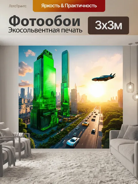 Фотообои зеленые в стиле ретрофутуризм