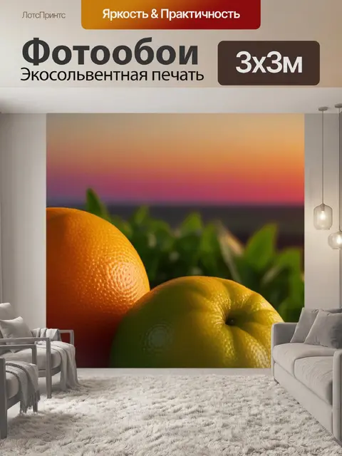 Фотообои фрукты на фоне заката