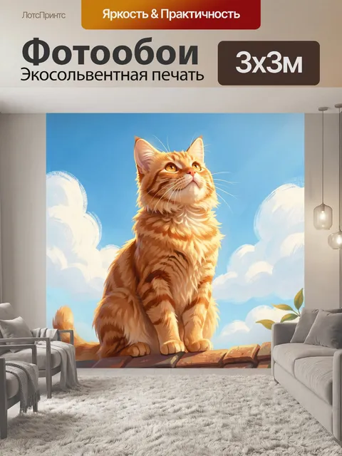 Фотообои Рыжий кот на крыше
