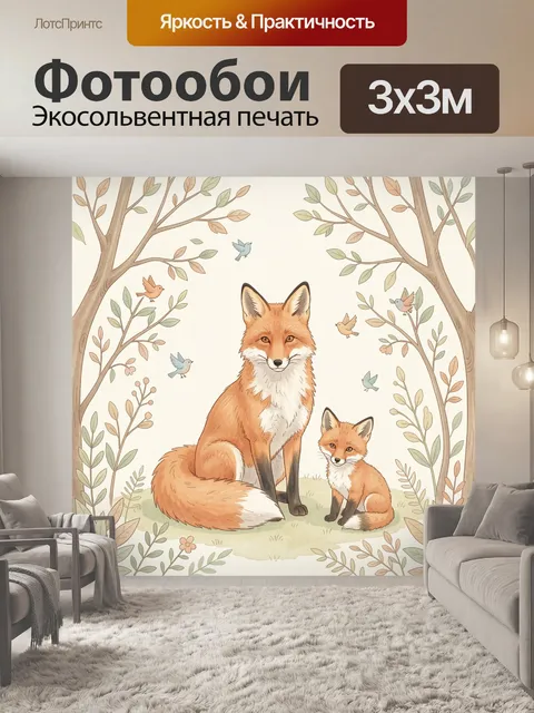 Фотообои Лисы в лесной сказке