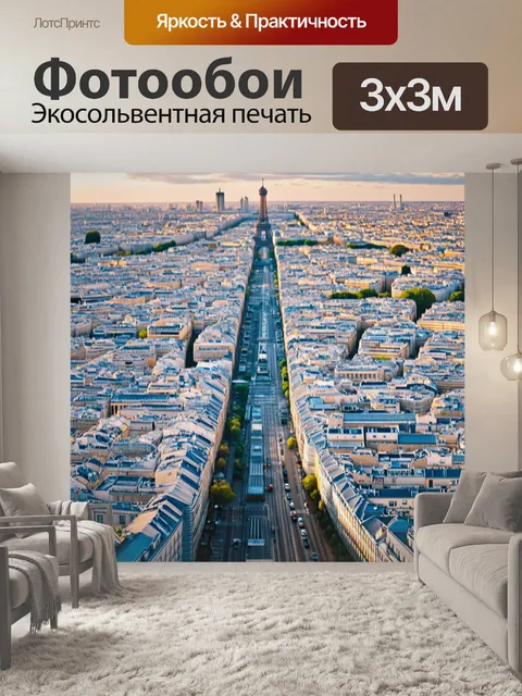 Фотообои панорама парижа с высоты птичьего полета