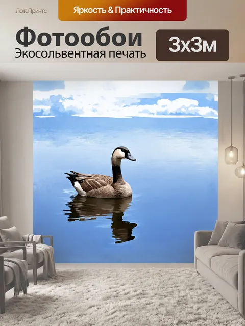Фотообои гусь на спокойной поверхности озера