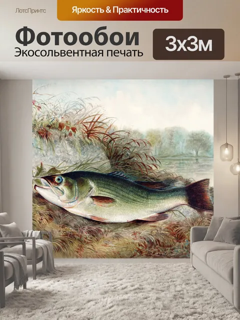 Фотообои Рыба окунь винтажное искусство