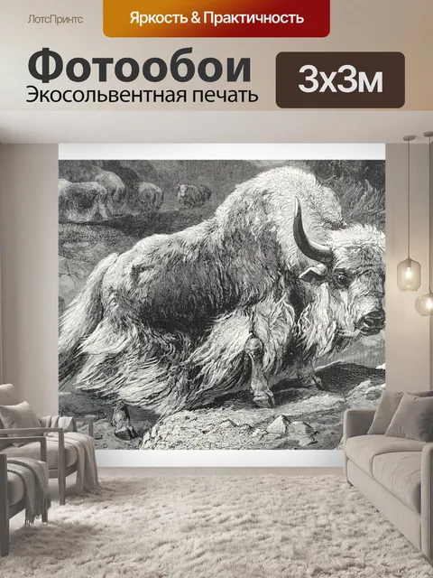Фотообои Старинный художественный як крупного рог
