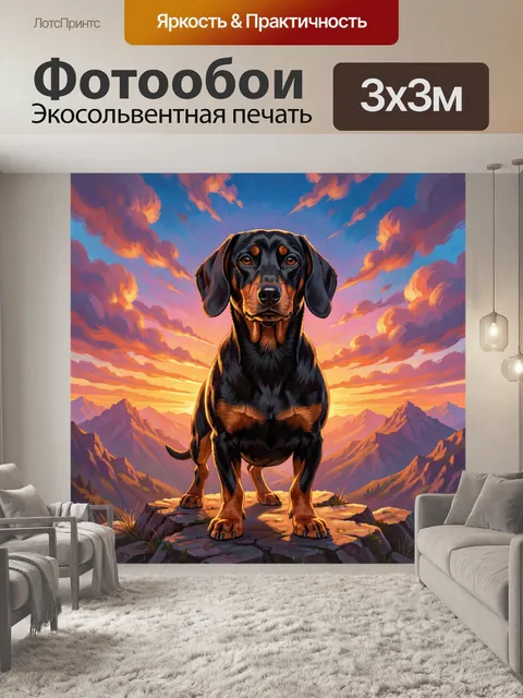 Фотообои Такса на фоне горного заката