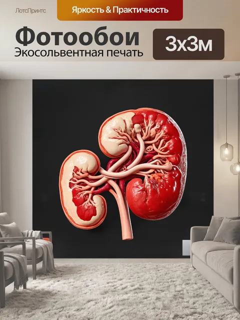 Фотообои в 3d-рендере почка показана в разрезе